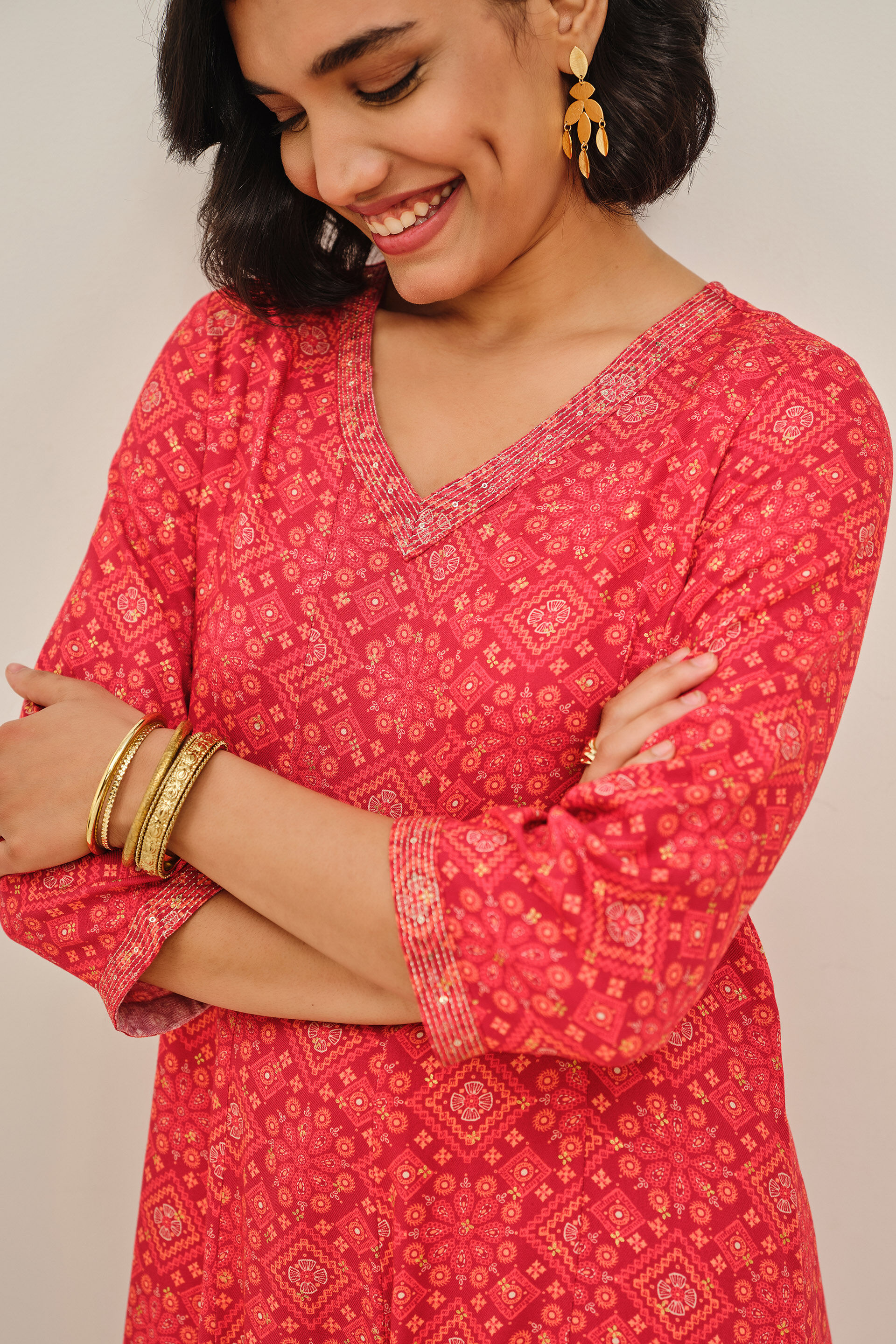 Laal Tara Kurta, Red, image 3